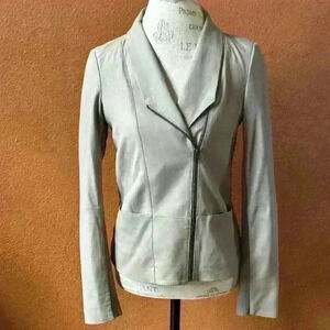 Vince Olive Green/Tan Leather Moto Jacket Women’s Small Like New!